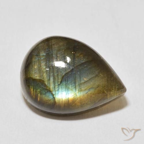Labradorite Multicolore naturelle En forme de poire, 12.51 ct, Translucide