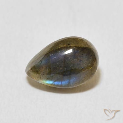 1.66ct Naturel Multicolore Labradorite, En forme de poire, Translucide