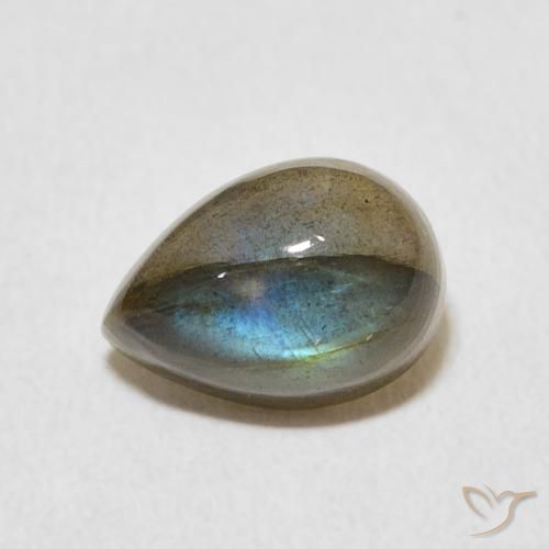 2.84ct Naturel Multicolore Labradorite, En forme de poire, Translucide