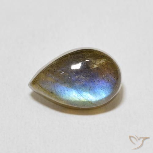 3.49ct Naturel Multicolore Labradorite, En forme de poire, Translucide