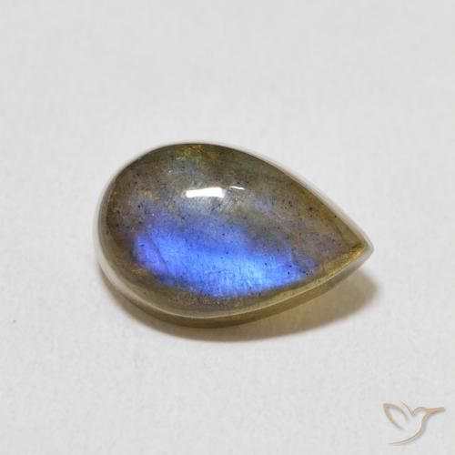 Labradorite Multicolore naturelle En forme de poire, 3.49 ct, Translucide