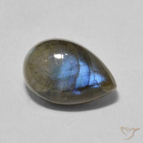 4.10ct Naturel Multicolore Labradorite, En forme de poire, Translucide