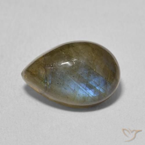 3.60ct Naturel Multicolore Labradorite, En forme de poire, Translucide