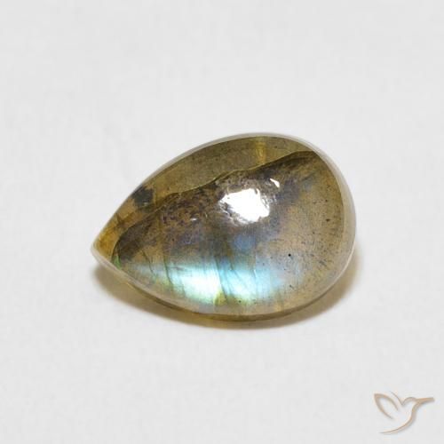 2.17ct Naturel Multicolore Labradorite, En forme de poire, Translucide