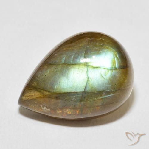 12.52ct Naturel Multicolore Labradorite, En forme de poire, Translucide