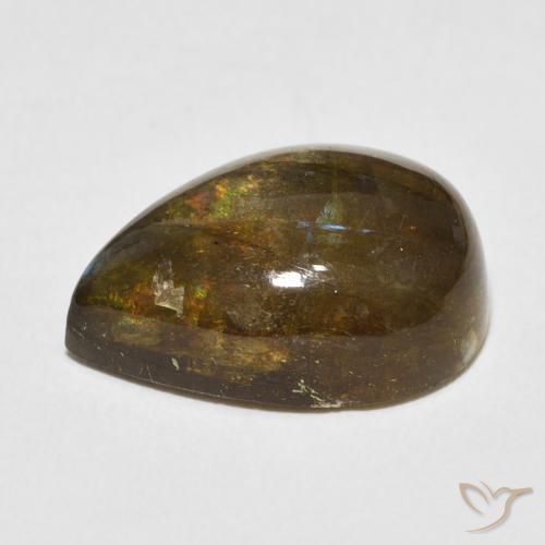 Labradorite Multicolore naturelle En forme de poire, 12.52 ct, Translucide