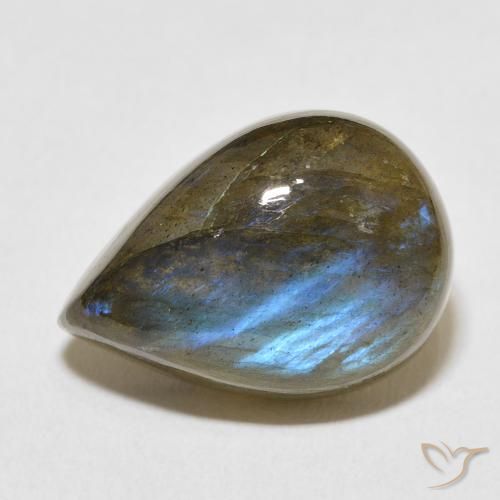 12.37ct Naturel Multicolore Labradorite, En forme de poire, Translucide