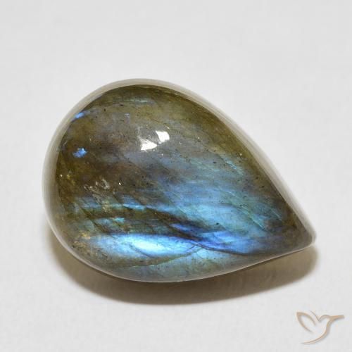Labradorite Multicolore naturelle En forme de poire, 12.37 ct, Translucide