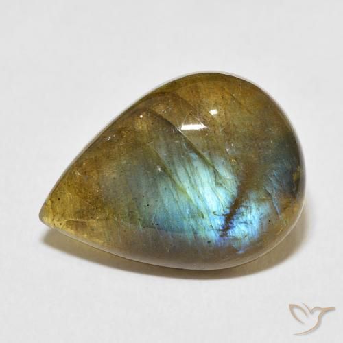 8.56ct Naturel Multicolore Labradorite, En forme de poire, Translucide