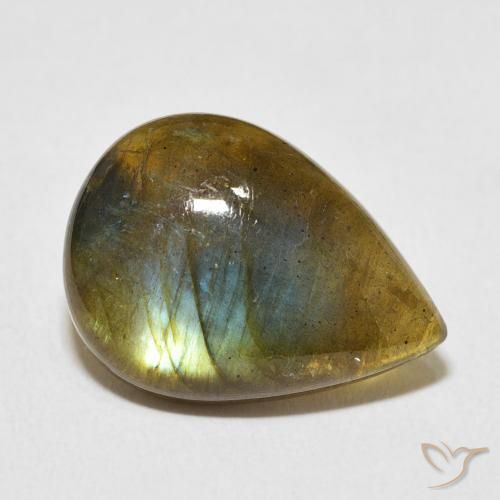 Labradorite Multicolore naturelle En forme de poire, 8.56 ct, Translucide