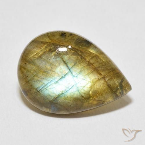 8.73ct Naturel Multicolore Labradorite, En forme de poire, Translucide