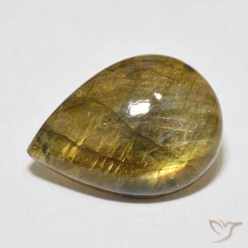 Labradorite Multicolore naturelle En forme de poire, 8.73 ct, Translucide