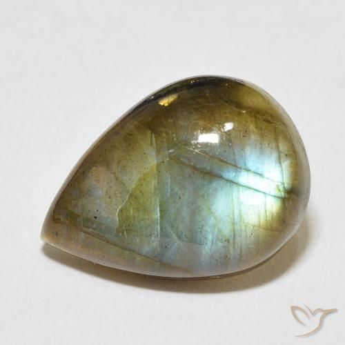10.51ct Naturel Multicolore Labradorite, En forme de poire, Translucide