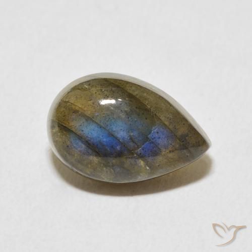 Labradorite Multicolore naturelle En forme de poire, 3.76 ct, Translucide