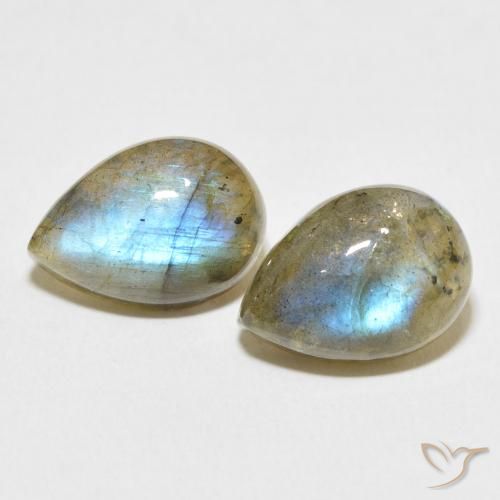 12.40ctw Naturel Multicolore Labradorite, En forme de poire, Translucide