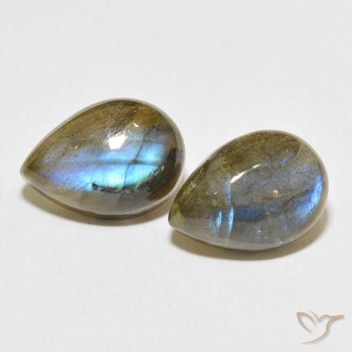 12.84ctw Naturel Multicolore Labradorite, En forme de poire, Translucide
