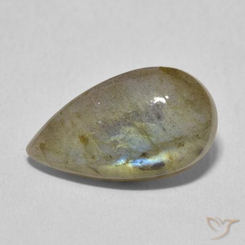 6.59ct Naturel Multicolore Labradorite, En forme de poire, Translucide