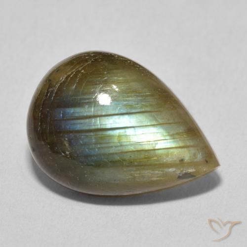 Labradorite Multicolore naturelle En forme de poire, 10.59 ct, Translucide