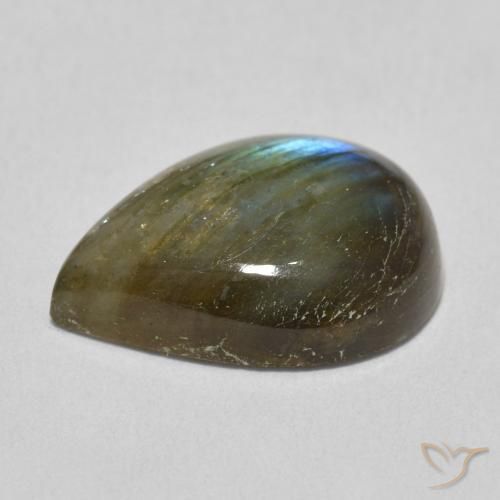 Labradorite Multicolore naturelle En forme de poire, 10.59 ct, Translucide