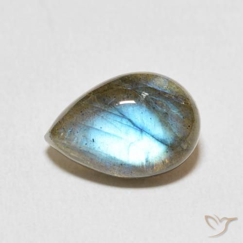 Labradorite Multicolore naturelle En forme de poire, 3.93 ct, Translucide