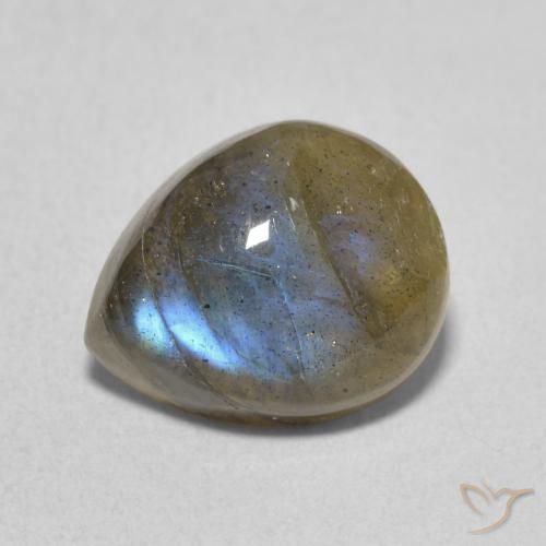 3.48ct Naturel Multicolore Labradorite, En forme de poire, Translucide