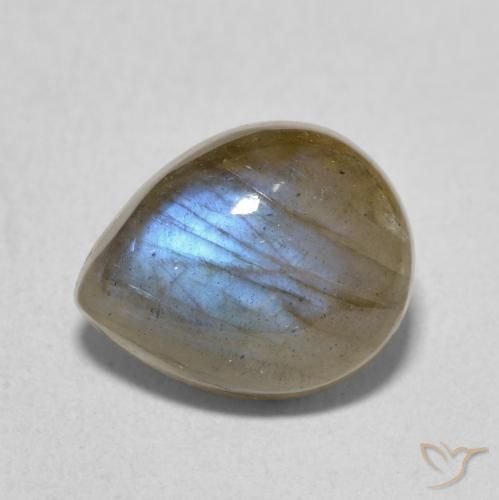 3.66ct Naturel Multicolore Labradorite, En forme de poire, Translucide