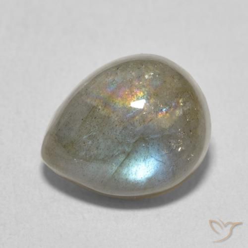4.12ct Naturel Multicolore Labradorite, En forme de poire, Translucide