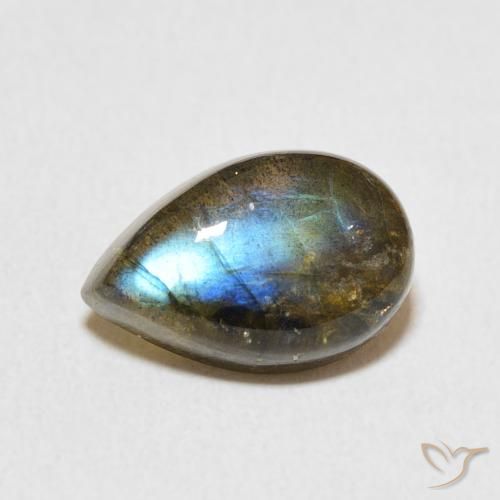 3.51ct Naturel Multicolore Labradorite, En forme de poire, Translucide