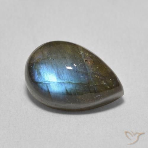 Labradorite Multicolore naturelle En forme de poire, 3.85 ct, Translucide