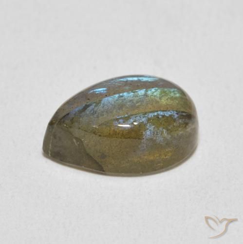 Labradorite Multicolore naturelle En forme de poire, 3.97 ct, Translucide