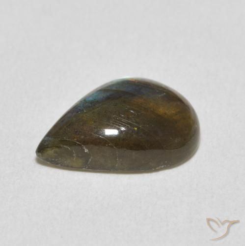 Labradorite Multicolore naturelle En forme de poire, 3.35 ct, Translucide