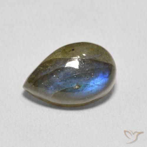 Labradorite Multicolore naturelle En forme de poire, 3.60 ct, Translucide