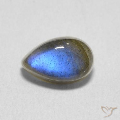1.18ct Naturel Multicolore Labradorite, En forme de poire, Translucide