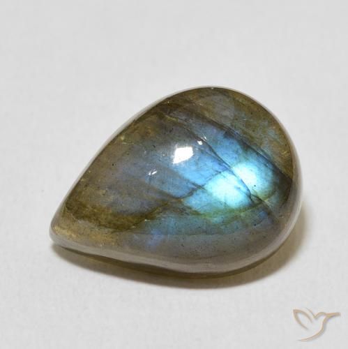 8.66ct Naturel Multicolore Labradorite, En forme de poire, Translucide