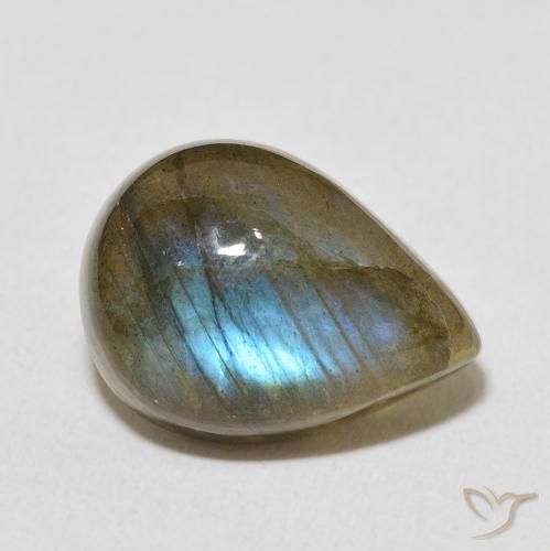 Labradorite Multicolore naturelle En forme de poire, 8.66 ct, Translucide