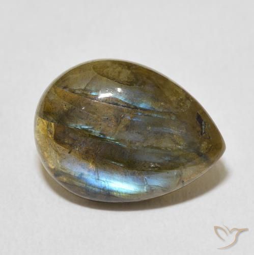 Labradorite Multicolore naturelle En forme de poire, 8.07 ct, Translucide