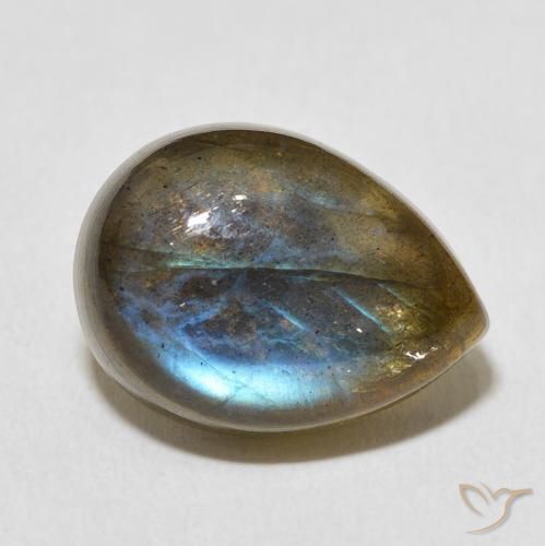 Labradorite Multicolore naturelle En forme de poire, 10.10 ct, Translucide