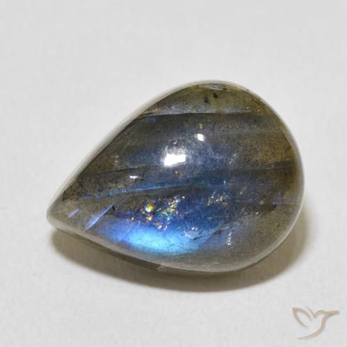 9.64ct Naturel Multicolore Labradorite, En forme de poire, Translucide