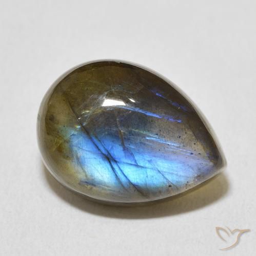 10.57ct Naturel Multicolore Labradorite, En forme de poire, Transparent