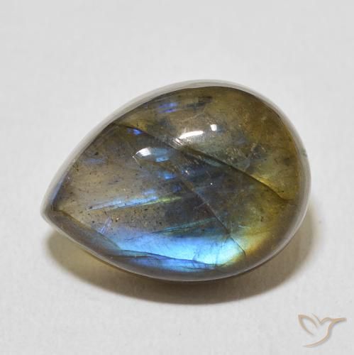 Labradorite Multicolore naturelle En forme de poire, 10.57 ct, Transparent