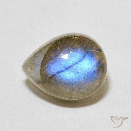 3.91ct Naturel Multicolore Labradorite, En forme de poire, Translucide