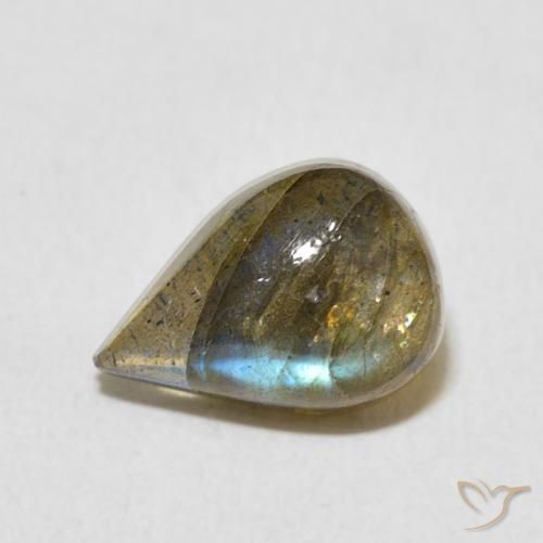2.67ct Naturel Multicolore Labradorite, En forme de poire, Translucide
