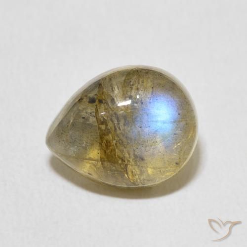 Labradorite Multicolore naturelle En forme de poire, 3.95 ct, Translucide