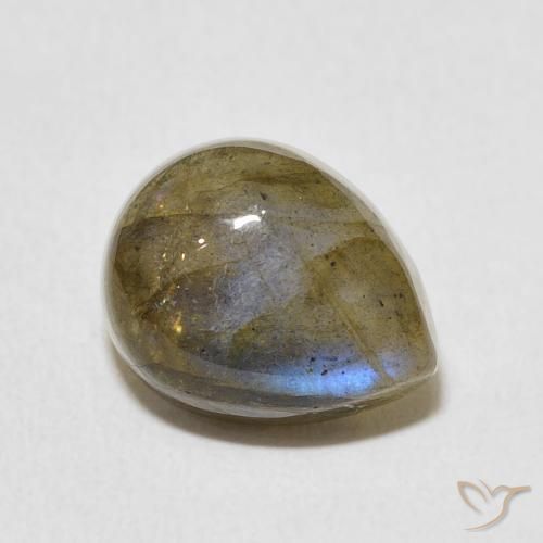 Labradorite Multicolore naturelle En forme de poire, 3.87 ct, Translucide