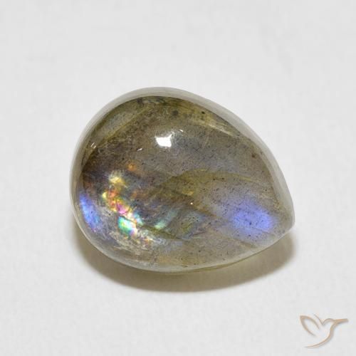 Labradorite Multicolore naturelle En forme de poire, 3.92 ct, Translucide