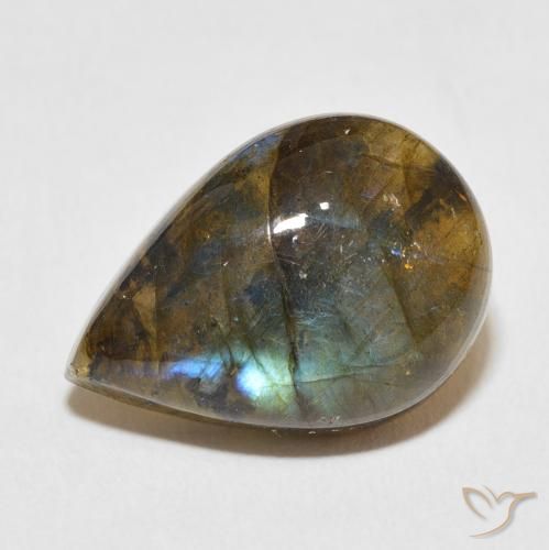 11.30ct Naturel Multicolore Labradorite, En forme de poire, Translucide