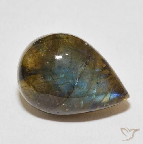 Labradorite Multicolore naturelle En forme de poire, 11.30 ct, Translucide