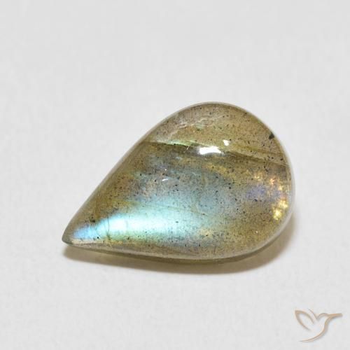 3.57ct Naturel Multicolore Labradorite, En forme de poire, Translucide
