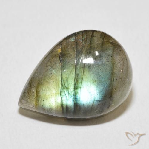 11.64ct Naturel Multicolore Labradorite, En forme de poire, Translucide