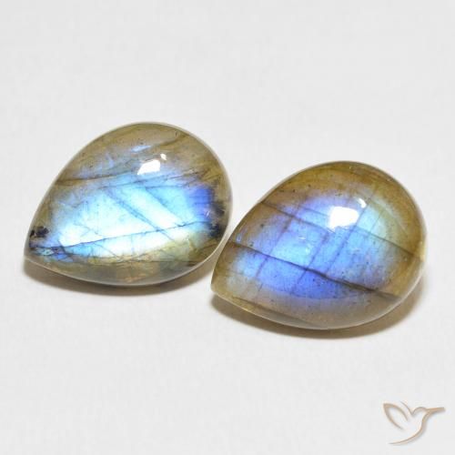 16.50ctw Naturel Multicolore Labradorite, En forme de poire, Translucide